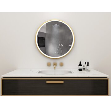 Bella Mirror Spiegel rond 60 cm met gouden frame, led verlichting en anti condens