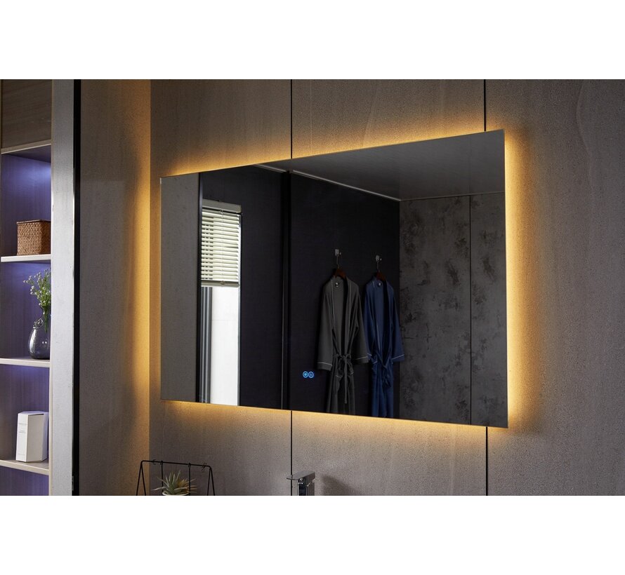 Spiegel frameloos met led, anticondens 75 x 120 cm