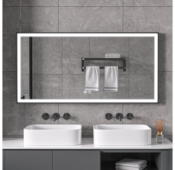 Bella Mirror Spiegel met zwart frame, led, anticondens 60 x 120 cm