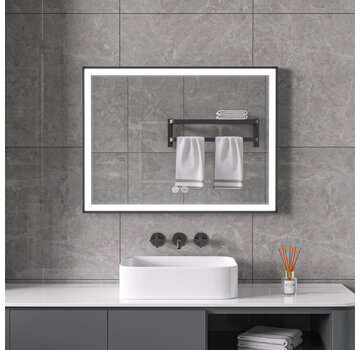 Bella Mirror Spiegel met zwart frame, led, anticondens 60 x 60 cm