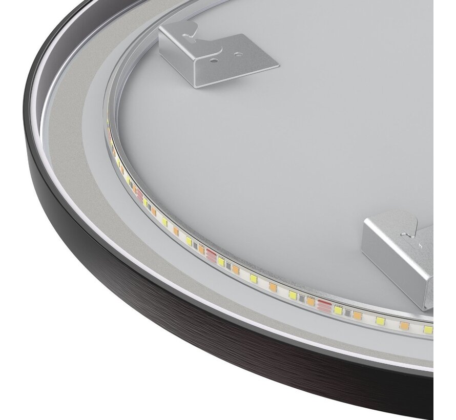 Spiegel rond 60 cm met zwart frame, led verlichting en anti condens