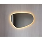 Spiegel asymmetrisch organische led verlichting en anti-condens 140 cm breed en 75 cm hoog