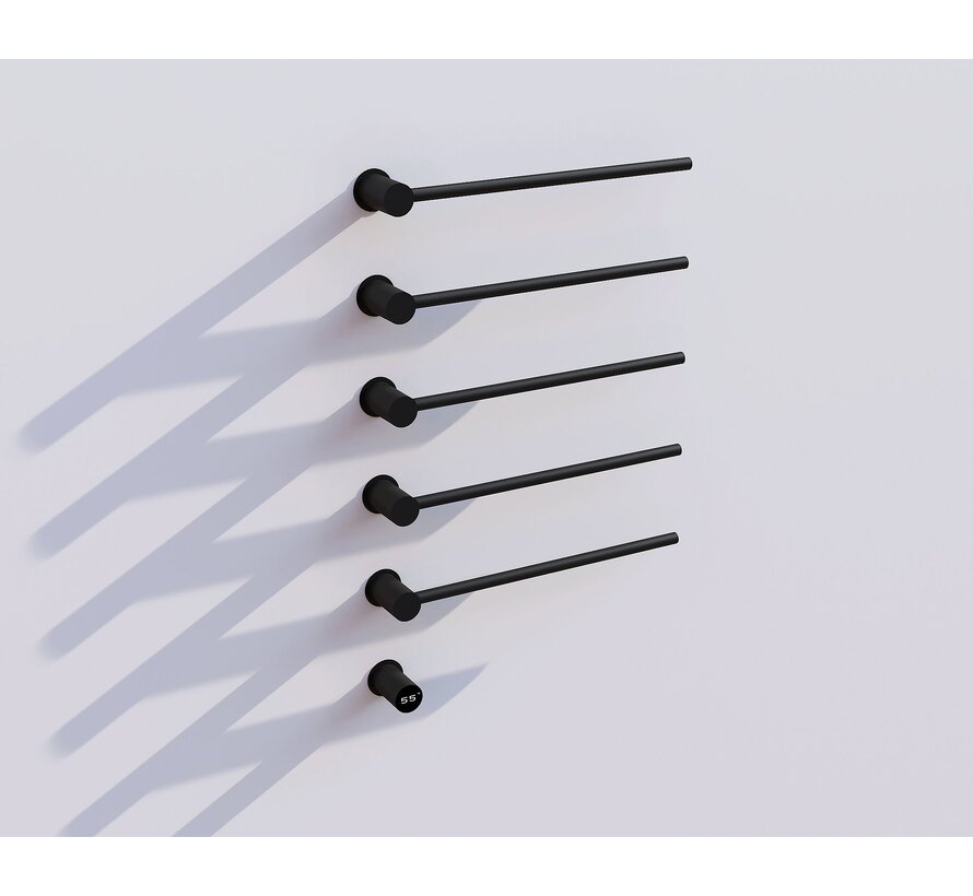 Elektrische handdoek radiator zwart met thermostaat L-SR0005-B
