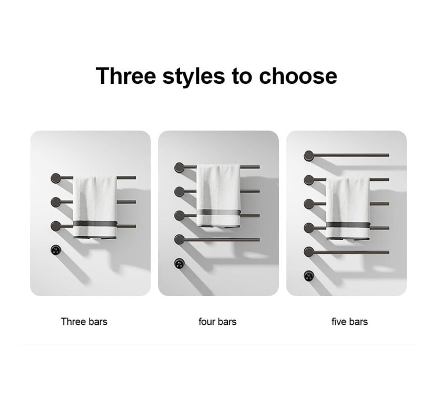 Elektrische handdoek radiator zwart met thermostaat L-SR0005-B