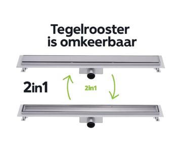 Nurion Nurion douchegoot flens met zijuitloop - tegelrooster