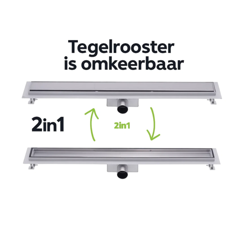 Nurion Nurion douchegoot flens met zijuitloop - tegelrooster