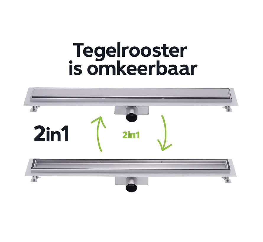 Nurion douchegoot flens met zijuitloop - tegelrooster
