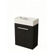 Nurion Nurion Toiletmeubel Max - glanzend wit basin en zwart houten kast - 45 x 25 x 72 cm