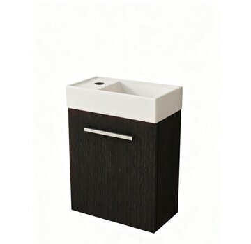 Nurion Nurion Toiletmeubel Max - glanzend wit basin en zwart houten kast - 45 x 25 x 72 cm