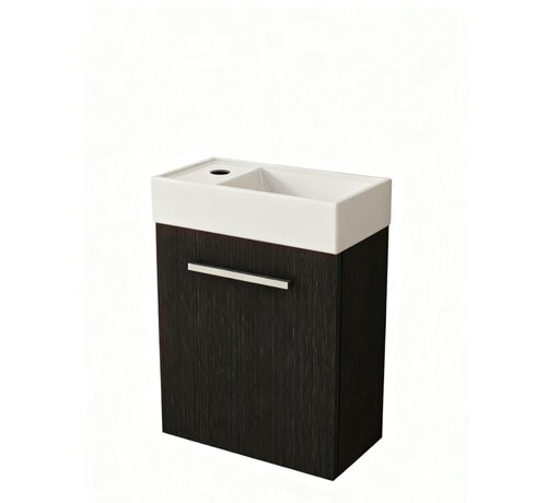 Nurion Nurion Toiletmeubel Max - glanzend wit basin en zwart houten kast - 45 x 25 x 72 cm