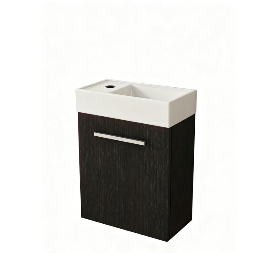 Nurion Toiletmeubel Max - glanzend wit basin en zwart houten kast - 45 x 25 x 72 cm
