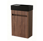 Nurion Toiletmeubel Jule - mat zwarte basin en dinker houten kast - 41 x 22,5 x 65 cm