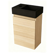 Nurion Nurion Toiletmeubel Sam - mat zwarte basin en licht houten kast - 41 x 22,5 x 65 cm