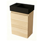 Nurion Toiletmeubel Sam - mat zwarte basin en licht houten kast - 41 x 22,5 x 65 cm