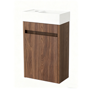 Nurion Nurion Toiletmeubel Vince - glanzend witte basin en donker houten kast - 41 x 22,5 x 65 cm