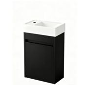 Nurion Nurion Toiletmeubel Tess - glanzend witte basin en zwart houten kast - 41 x 22,5 x 65 cm