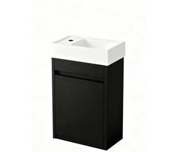 Nurion Nurion Toiletmeubel Tess - glanzend witte basin en zwart houten kast - 41 x 22,5 x 65 cm