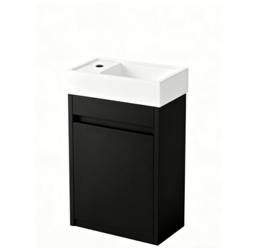 Nurion Nurion Toiletmeubel Tess - glanzend witte basin en zwart houten kast - 41 x 22,5 x 65 cm