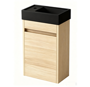 Nurion Nurion Toiletmeubel Nora - mat zwart basin en licht houten kast - 41 x 22,5 x 65 cm