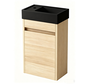 Nurion Toiletmeubel Nora - mat zwart basin en licht houten kast - 41 x 22,5 x 65 cm