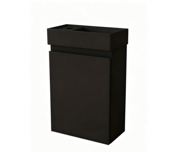 Nurion Nurion Toiletmeubel Milan - mat zwarte basin en zwart houden kast - 45 x 22,5 x 65 cm