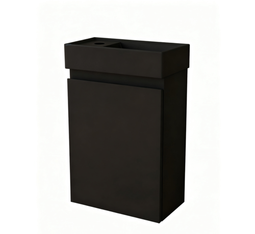 Nurion Nurion Toiletmeubel Milan - mat zwarte basin en zwart houden kast - 45 x 22,5 x 65 cm