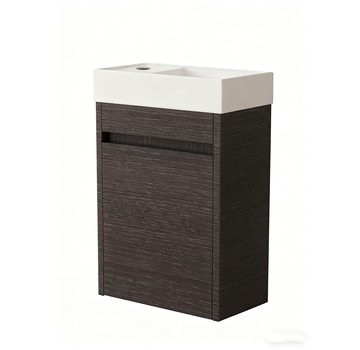 Nurion Nurion Toiletmeubel Luca - glanzend wit basin en zwart houten kast - 41 x 22,5 x 65 cm