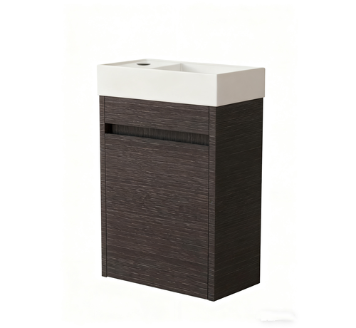 Nurion Nurion Toiletmeubel Luca - glanzend wit basin en zwart houten kast - 41 x 22,5 x 65 cm