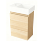 Nurion Toiletmeubel Mees - glanzend witte basin en licht houten kast - 41 x 22,5 x 65 cm