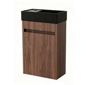 Nurion Nurion Toiletmeubel Emma - mat zwart basin en walnoot kast - 41 x 22,5 x 65 cm