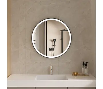 Bella Mirror Smart spiegel rond 60 cm zwart frame met led verlichting, anti-condens en wifi