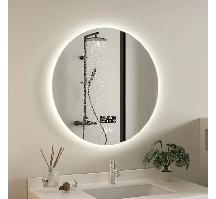 Smart spiegel rond 60cm frameloos met led verlichting, anti-condens en wifi