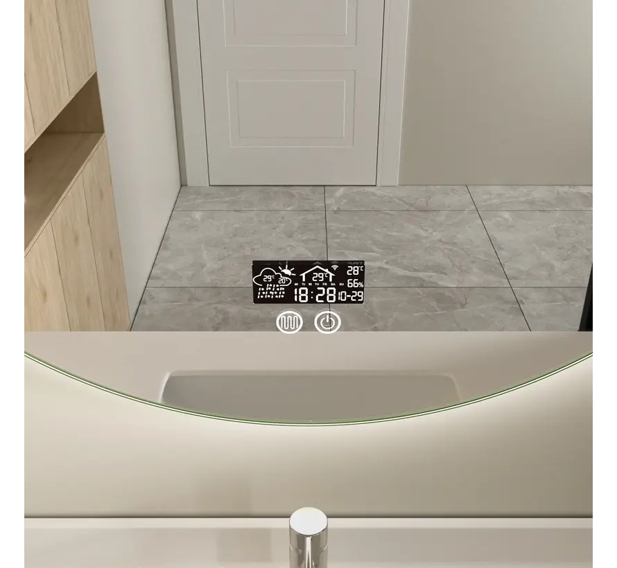 Smart spiegel rond 60cm frameloos met led verlichting, anti-condens en wifi