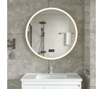 Bella Mirror Smart spiegel rond 80cm gouden frame met led verlichting, anti-condens en wifi