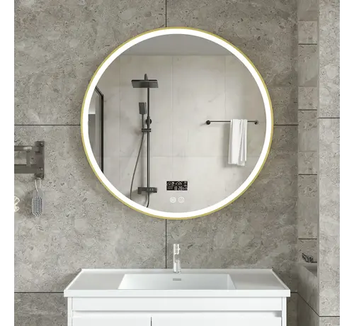 Bella Mirror Smart spiegel rond 80cm gouden frame met led verlichting, anti-condens en wifi