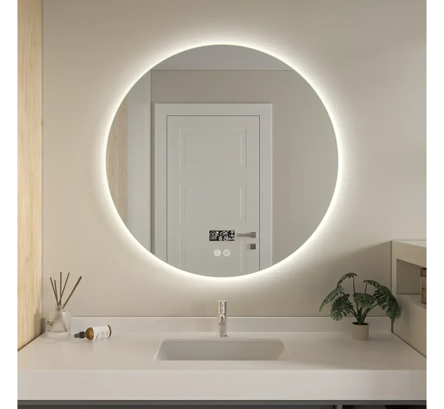 Smart spiegel rond 80cm frameloos met led verlichting, anti-condens en wifi