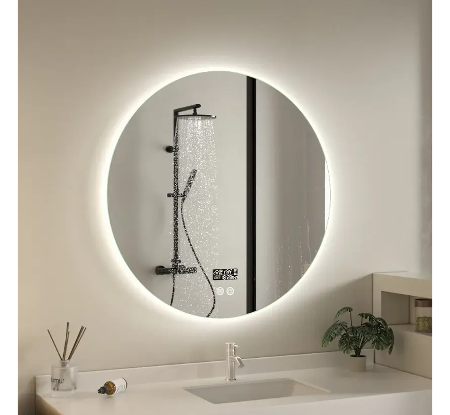 Smart spiegel rond 80cm frameloos met led verlichting, anti-condens en wifi