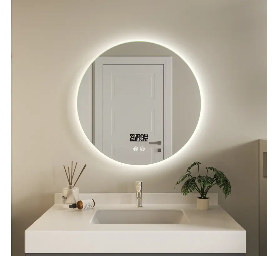Smart spiegel rond 80cm frameloos met led verlichting, anti-condens en wifi