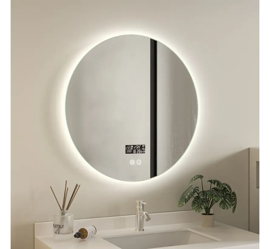 Smart spiegel rond 80cm frameloos met led verlichting, anti-condens en wifi
