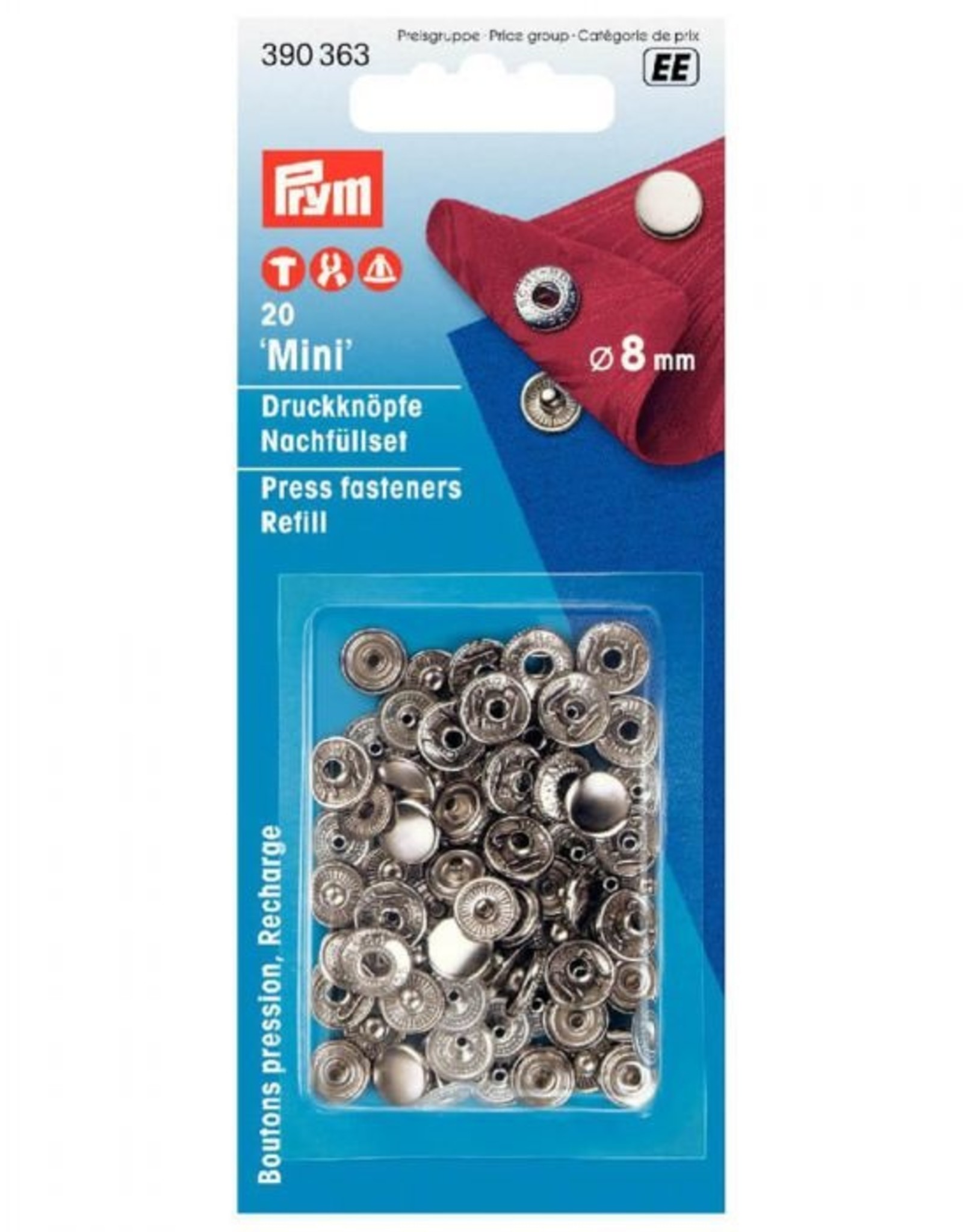 Prym - Navulling Drukkn. zilver 8mm - 390 363