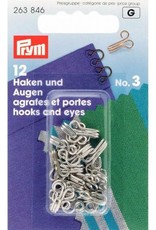 Prym prym - haken en ogen no.3 zilver - 263 846