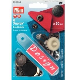 Prym - Naaivrije drukknopen donkerzilver 20mm - 390 358