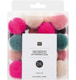 Pompon set jolly pastel - 24stuks