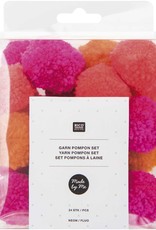 Pompon set neon - 24stuks