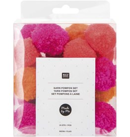 Pompon set neon - 24stuks