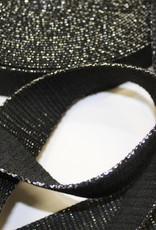 Tassenband glitter zilver zwart 30mm