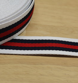 Tassenband gestreept  wit/navy/rood 30mm