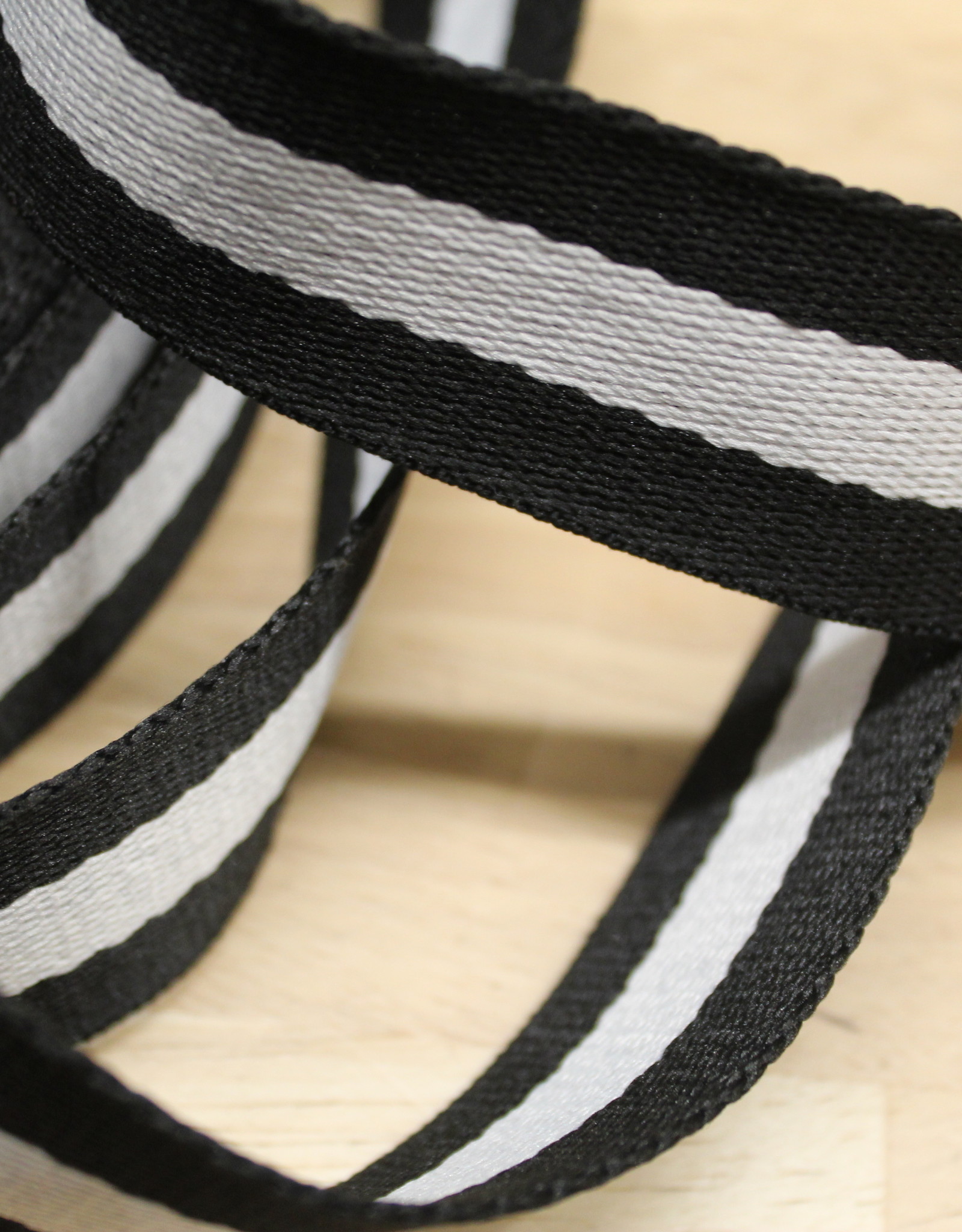 Tassenband gestreept wit/zwart 30mm