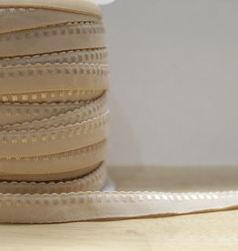 Lingerie elastiek  vouwtresse met kantje 10mm beige