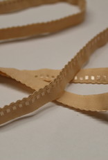 Lingerie elastiek  vouwtresse met kantje 10mm beige Lingerie elastiek  vouwtresse met kantje 10mm beige
